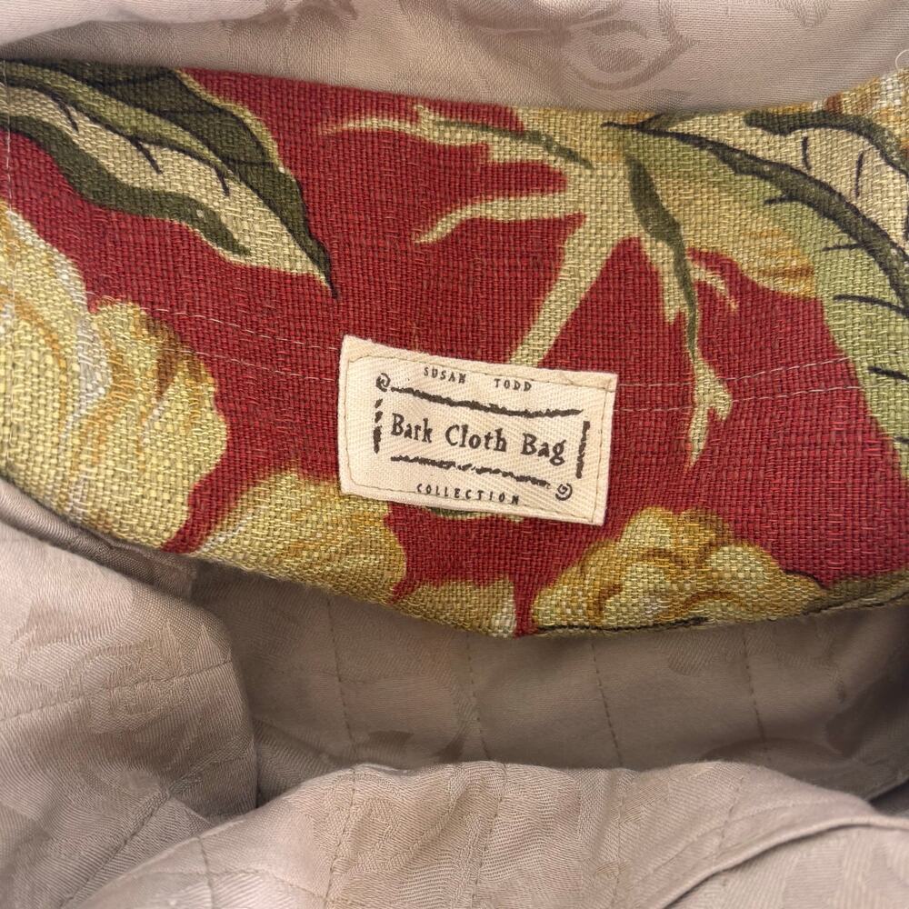 Susan Todd Bark Cloth Tote Bag from Vintage Floral Upholstery Fabric Sustainable - Picture 6 of 11